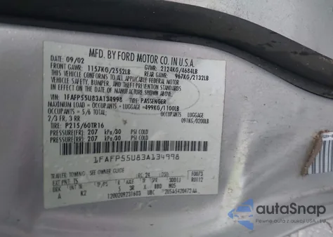 2003 Ford Taurus Ses from USA, damaged, VIN 1FAFP55U83A134998